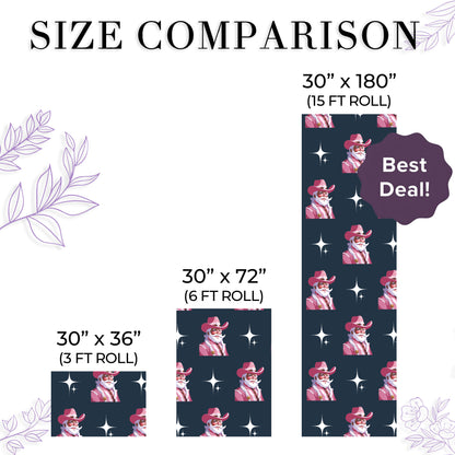 Christmas Santa Cowboy Wrapping Paper Sheet