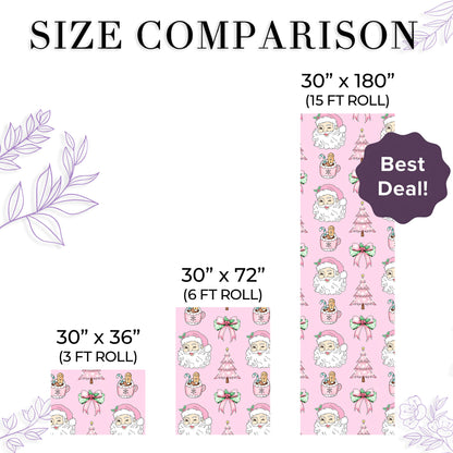 Funny Santa Pink Christmas Gift Wrap for Kids