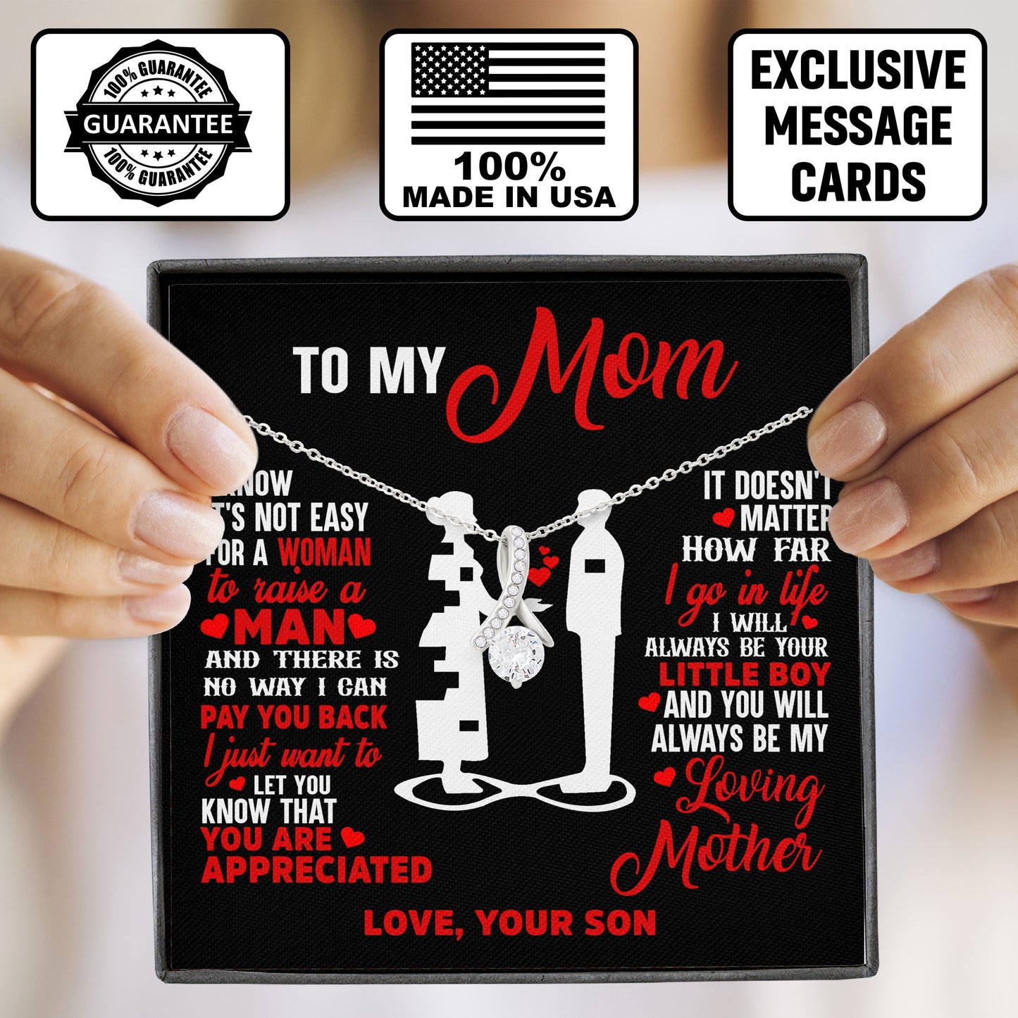 To My Mom Necklace Anniversary Present, Birthday Anniversary Gift Idea From Son