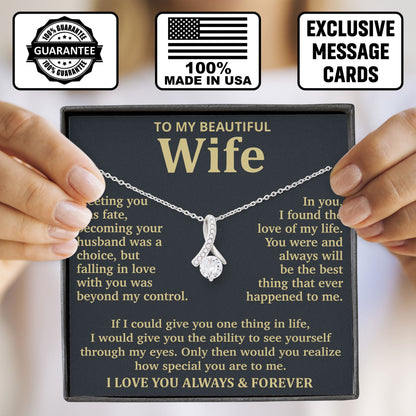 To My Beautiful Wife Necklace Gift Box with Sentimental Message Card