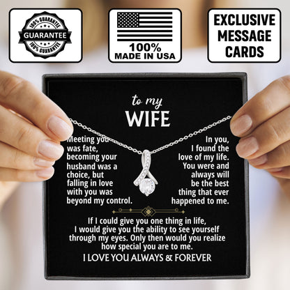 To My Beautiful Wife Necklace With Message Card