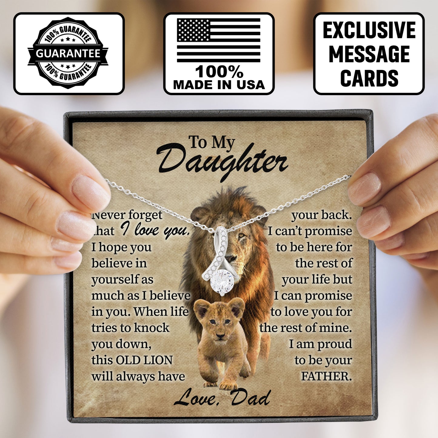 To My Daughter Necklace From Dad Jewelry with Message Card & Gift Box
