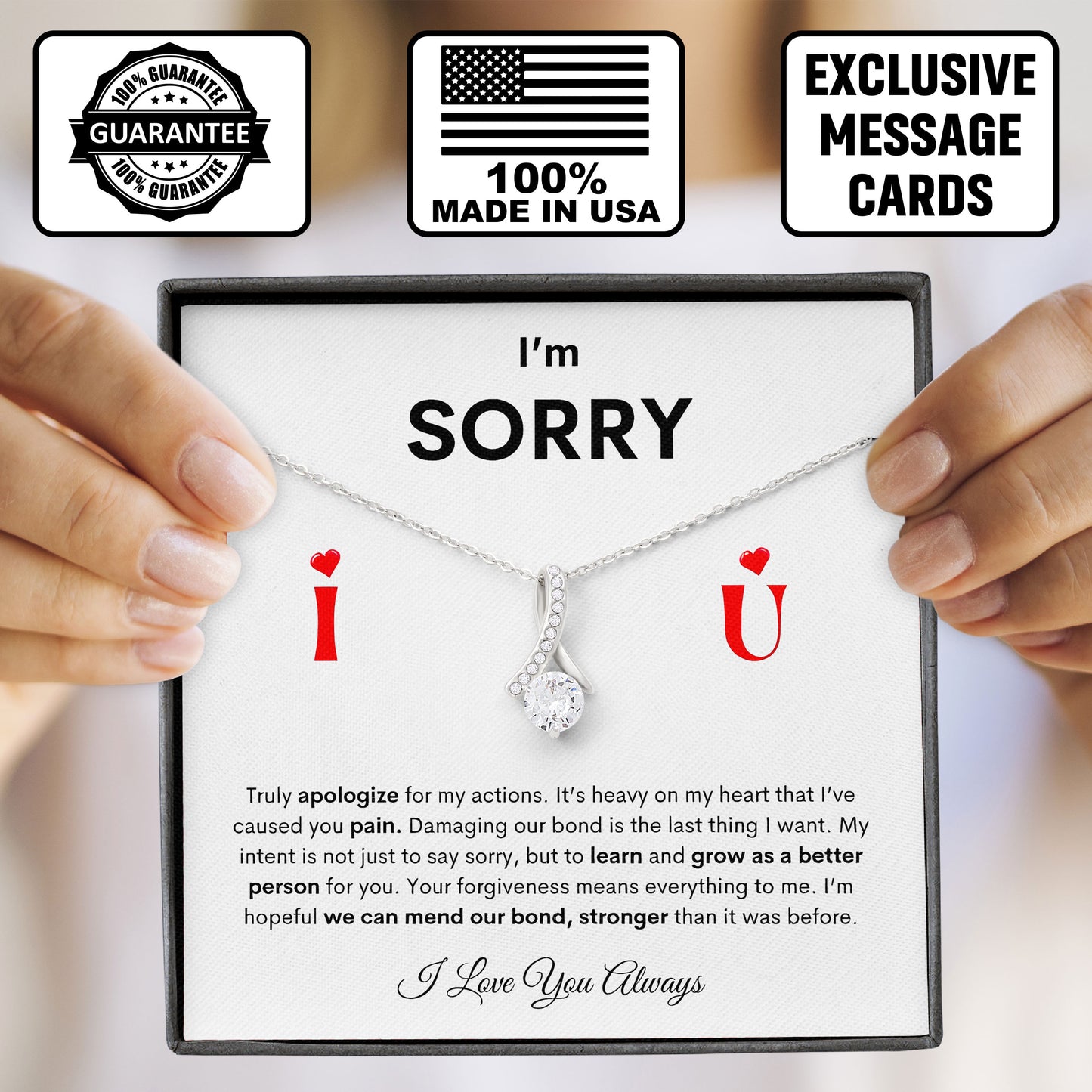 I'm Sorry Necklace For Her, Apology Necklaces, Forgive Me Gifts, I'm Sorry For Hurting You Neckace, Valentine, Birthday Gift