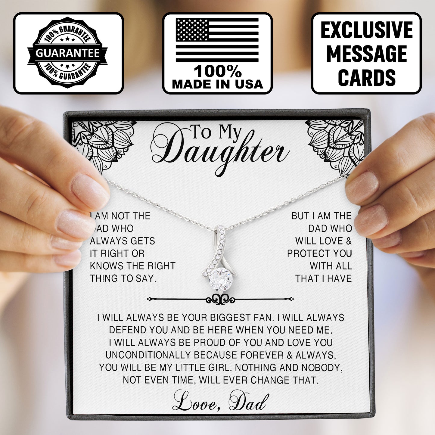 To My Daughter Necklace Sentimental Birthday Valentine's Day Gift for Her