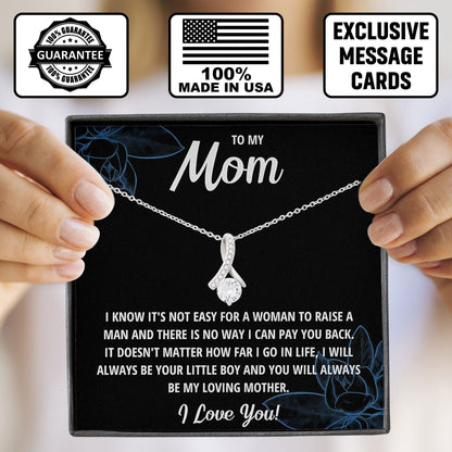 To My Mom Necklace with Message Card, Mothers Day Gift, Sentimental Birthday Valentine Gifts