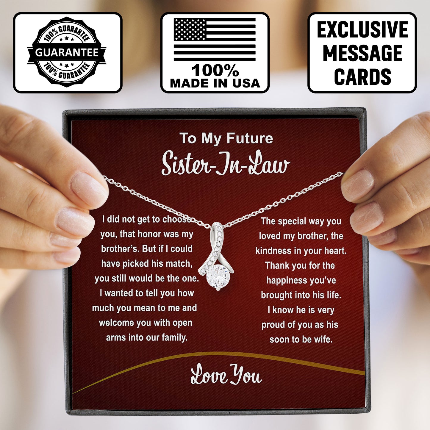 To My Sister In Law Necklace Gift Box with Sentimental Message Card