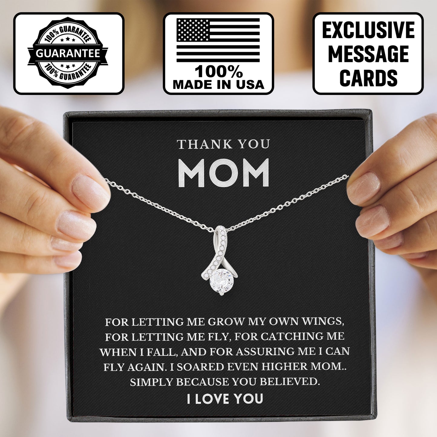 To My Mom Necklace Thank You  Keepsake