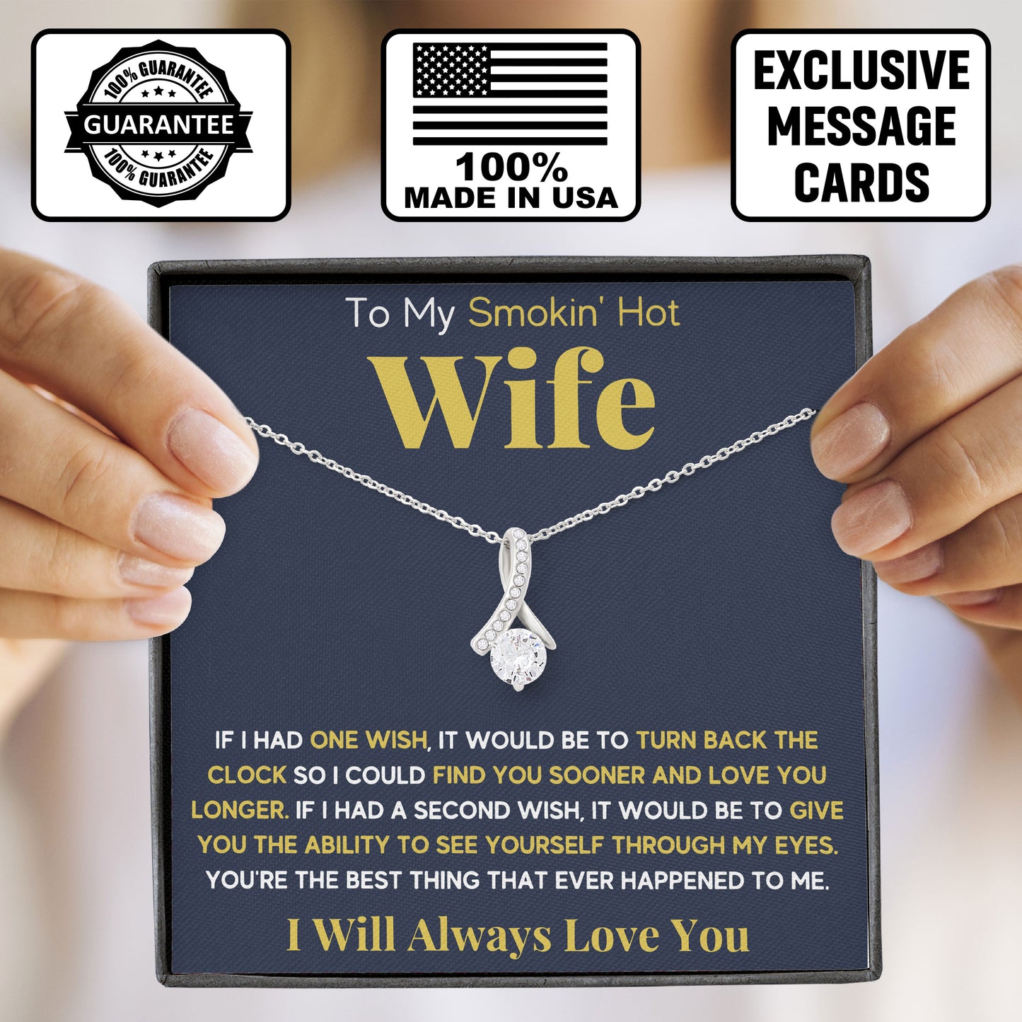 To My Smorking Hot Wife Necklace Valentine’s Day Gift for Girlfriend, Fiancée
