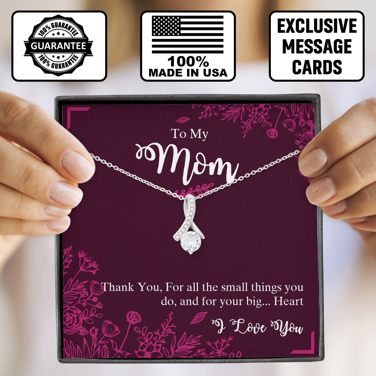 To My Mom Necklace, Sentimental Mother's Day Gift for Mom, Unique Moms Birthday Gift Ideas