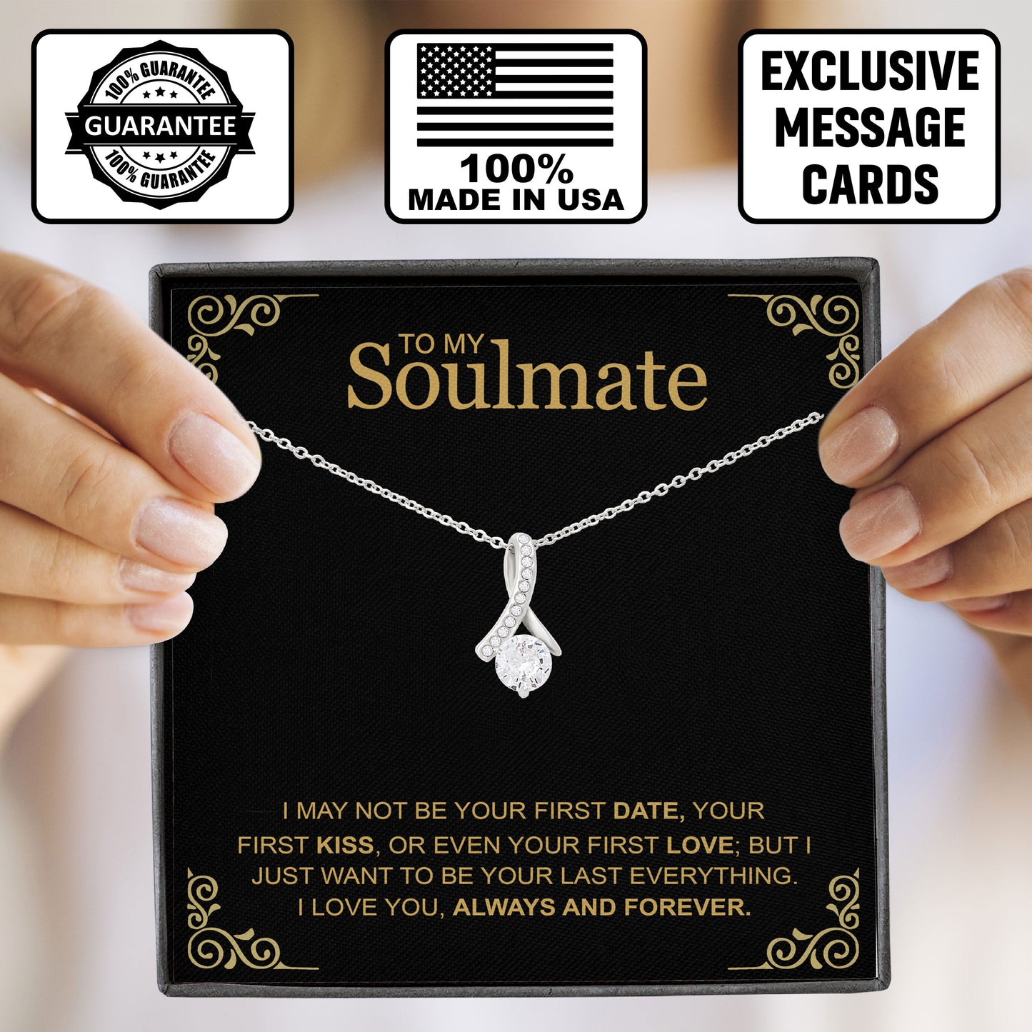 To My Soulmate Necklace Romantic Valentine Gift with Sentimental Message Card