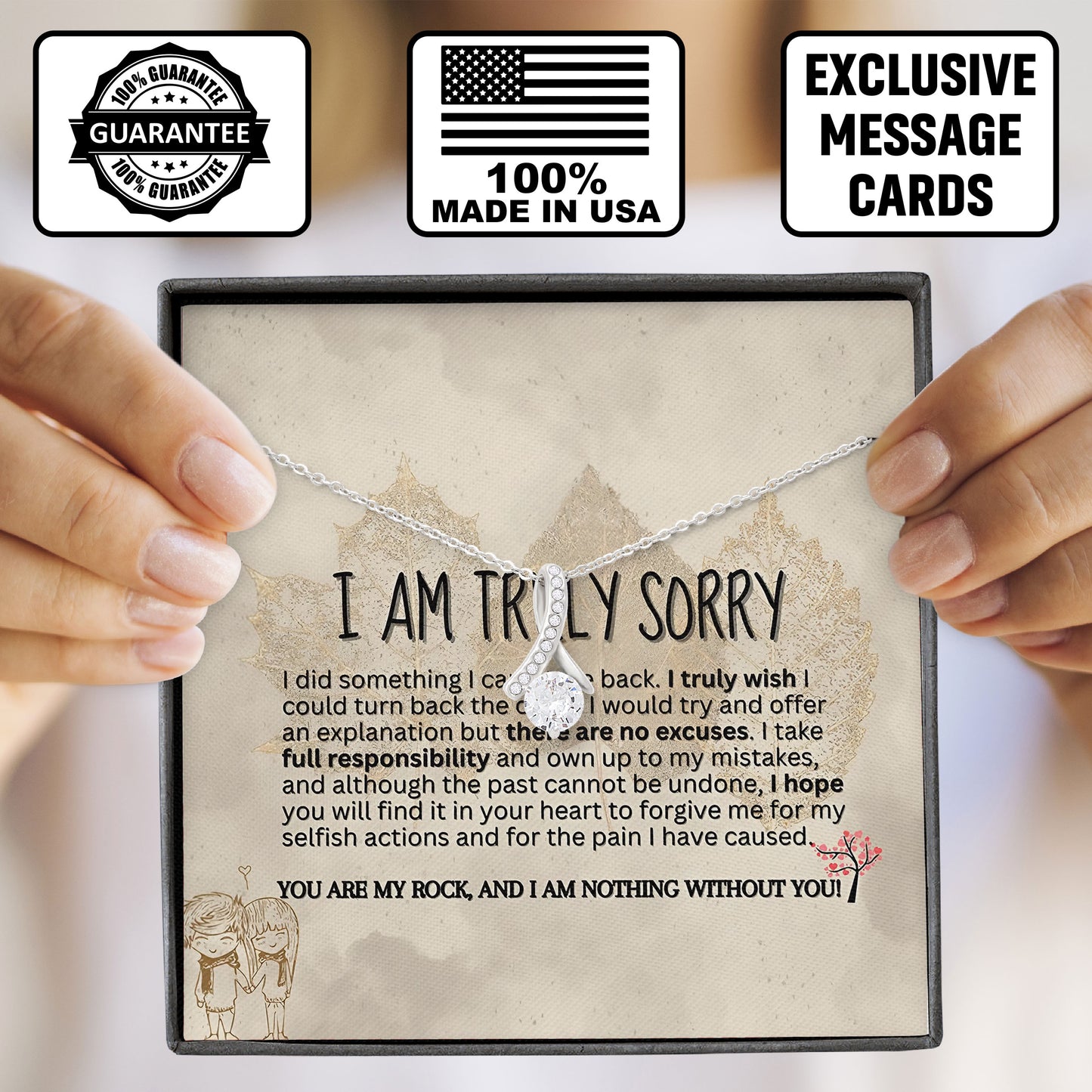 I'm Truly Sorry Necklace For Her, I'm Sorry For Hurting You Neckace, Valentine, Birthday, Anniversary Gift