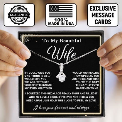 To My Beautiful Wife Necklace, Romantic Jewelry Gift for Wife, Anniversary Present, Birthday Christmas Gift Idea