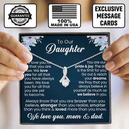 To Our Daughter Necklace Message & Elegant Box, Necklace Gifts For Daughter, Valentines Day, Graduation, Birthday, Wedding, Christmas Gifts From Mom