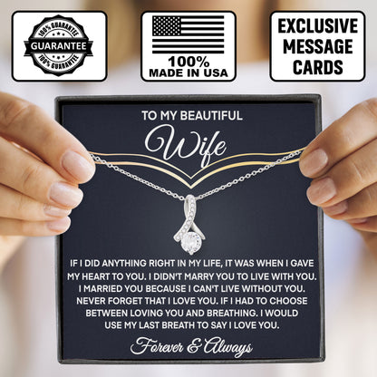 To My Beautiful Wife Necklace Jewelry with Message Card & Gift Box