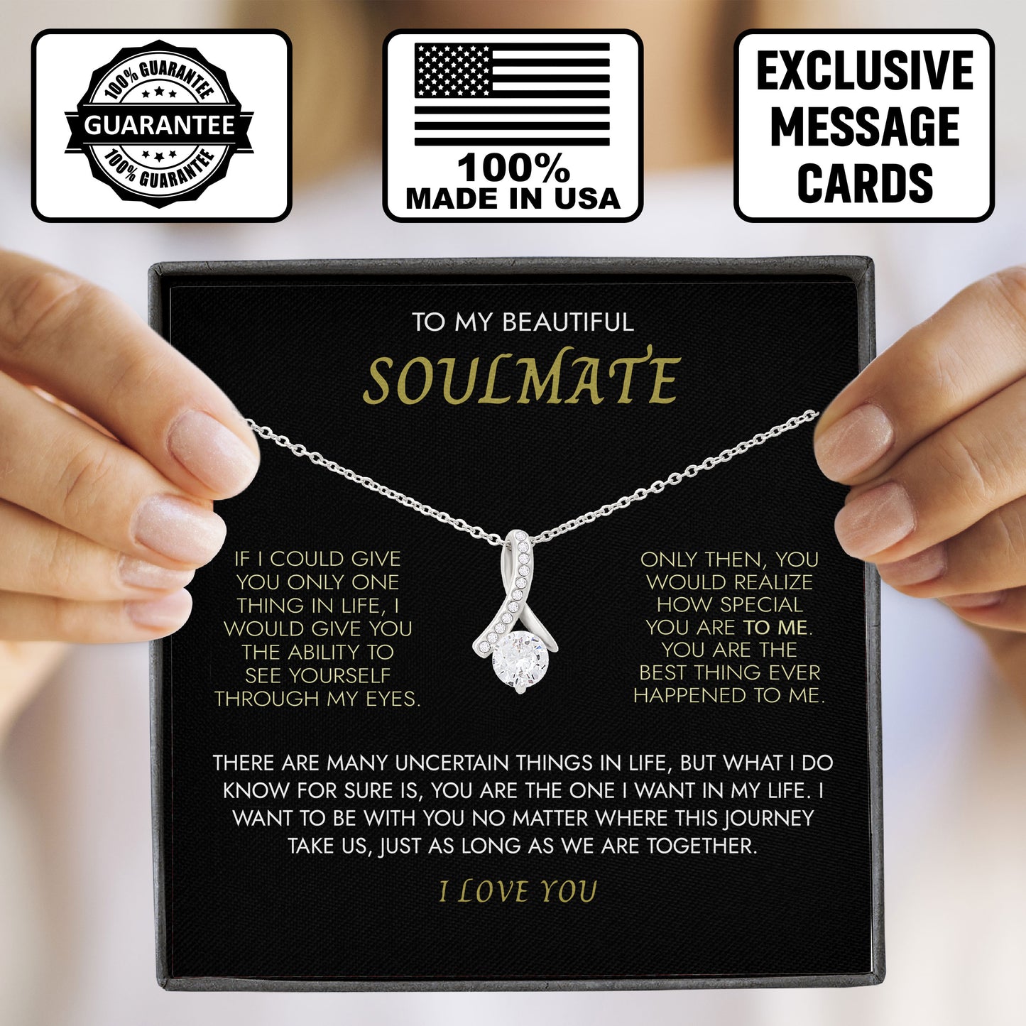 To My Beautiful Soulmate Necklace Romantic Jewelry Gift for Wife from Husband