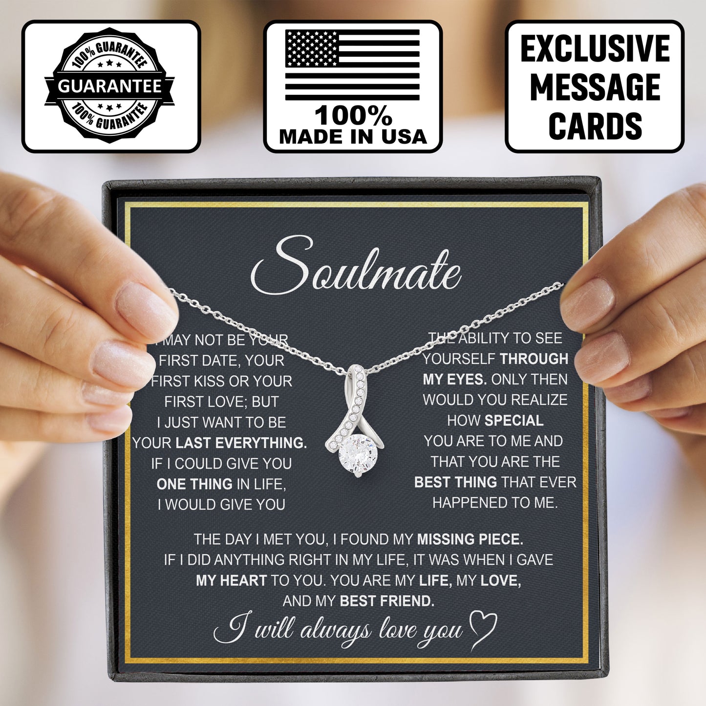 Soulmate Necklace Meaningful Romantic Gift for Girlfriend or Fiancée
