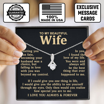 To My Beautiful Wife Gift Idea, Husband to Wife Gift, Necklace Gift Box with Sentimental Message Card