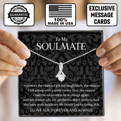 To My Soulmate Necklace Anniversary Romantic Jewelry Gift with Message Card