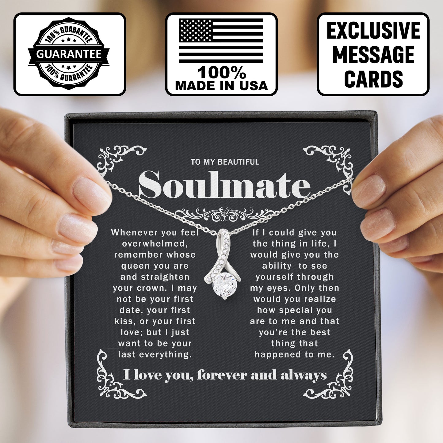 To My Beautiful Soulmate Necklace Meaningful Romantic Gift for Girlfriend, Fiancée