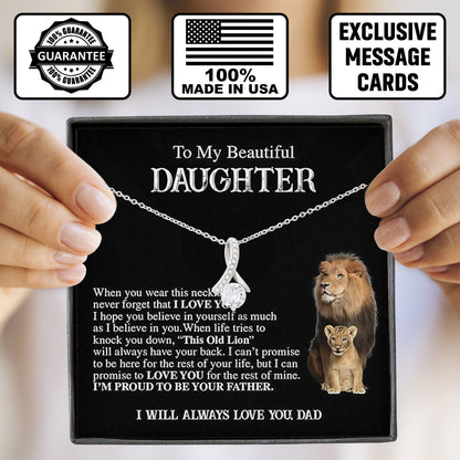 To My Beautiful Daughter From Dad Necklace Graduation Gifts Birthday Christmas Message Card＆LED Gift Box