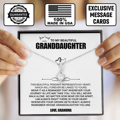To My Beautiful Grandaughter Necklace Graduation Gifts Birthday Valentine Message Card＆LED Gift Box