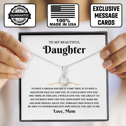 To My Beautiful Daughter Necklace Jewelry Boxes with Necklace, Present Box From Dad, Mom