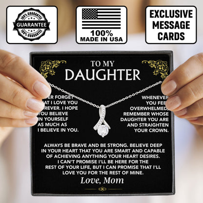 To My Daughter Necklace Message & Elegant Box, Valentines Day, Graduation, Birthday, Wedding, Gifts From Dad, Mom