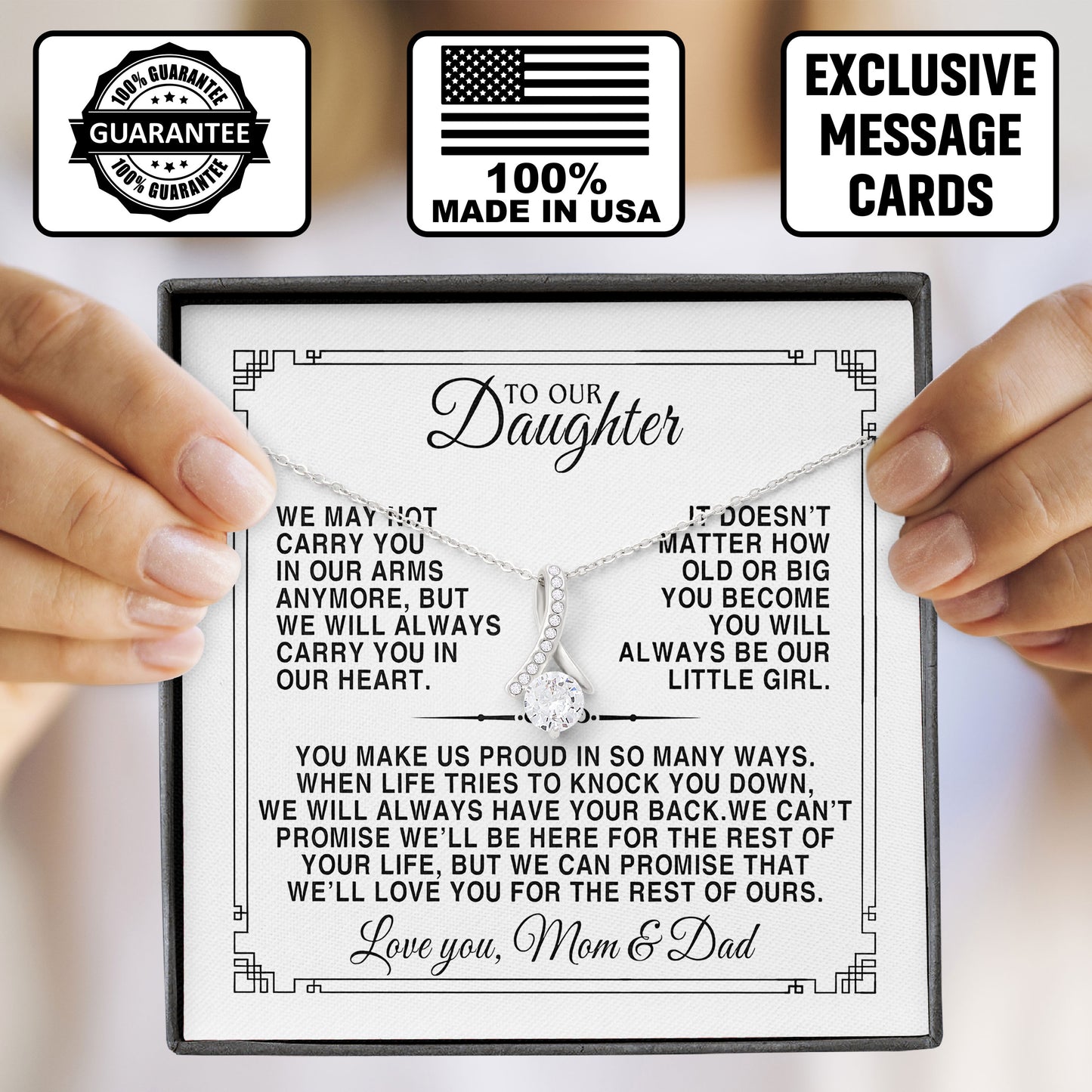 To Our Daughter Necklace Gift For Birthday Wedding Graduation, Valentine's Day From Dad, Mom