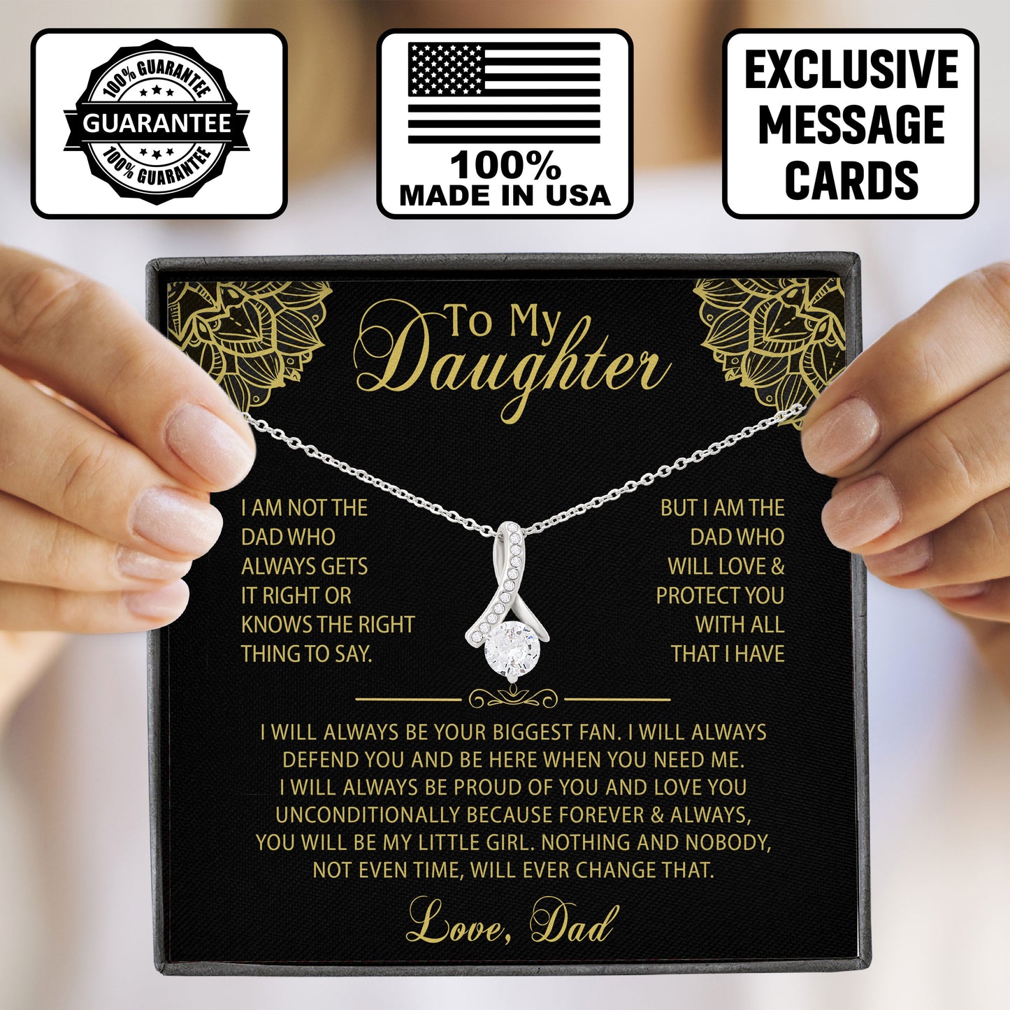 To My Daughter Necklace From Dad, Mom, Gifts For Daughter Romantic, Birthday, Valentine Gift