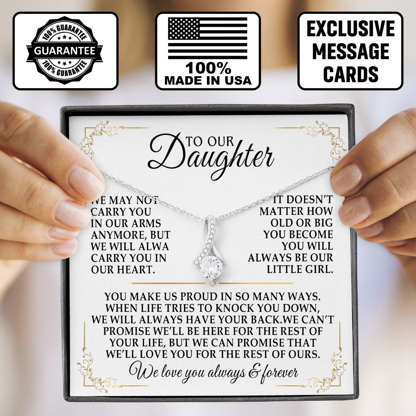 To Our Daughter Necklace From Dad, Mom, Gifts For Daughter Romantic, Birthday, Valentine Gift