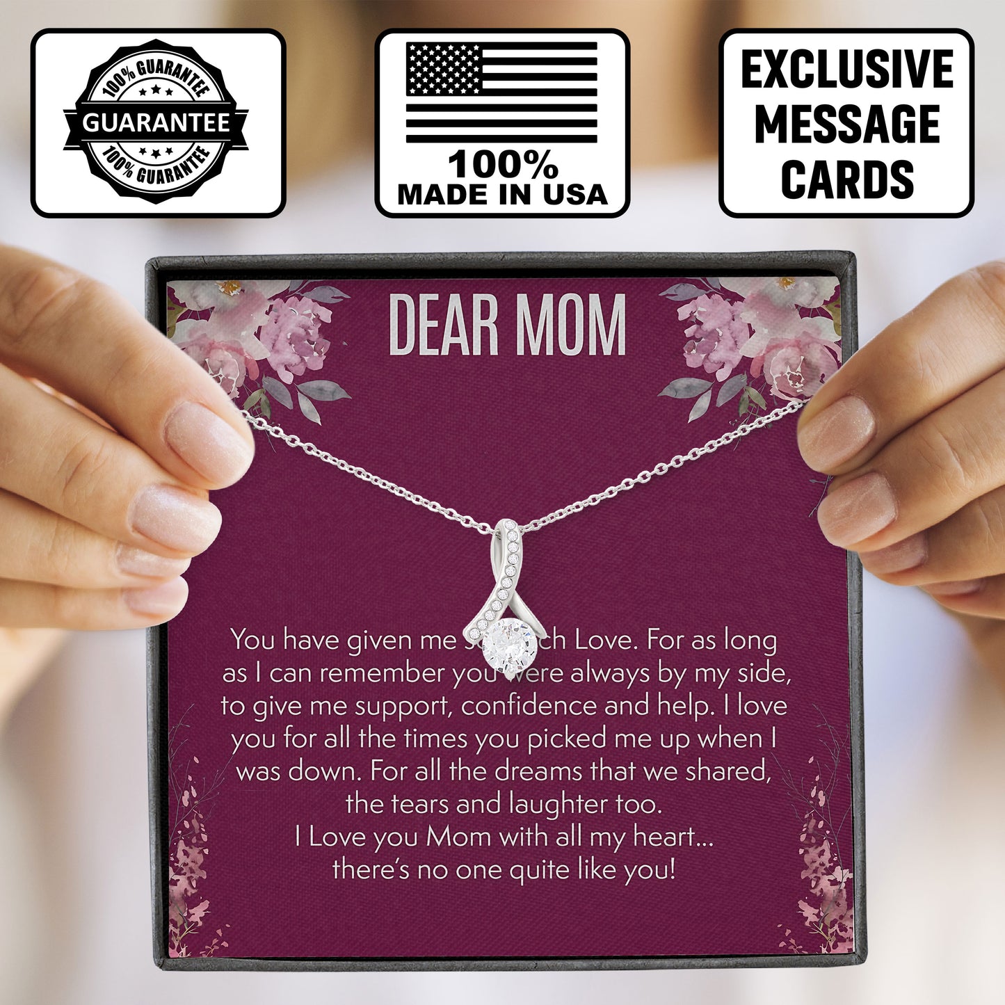 Dear Mom Necklace Valentine Mother Day Gift