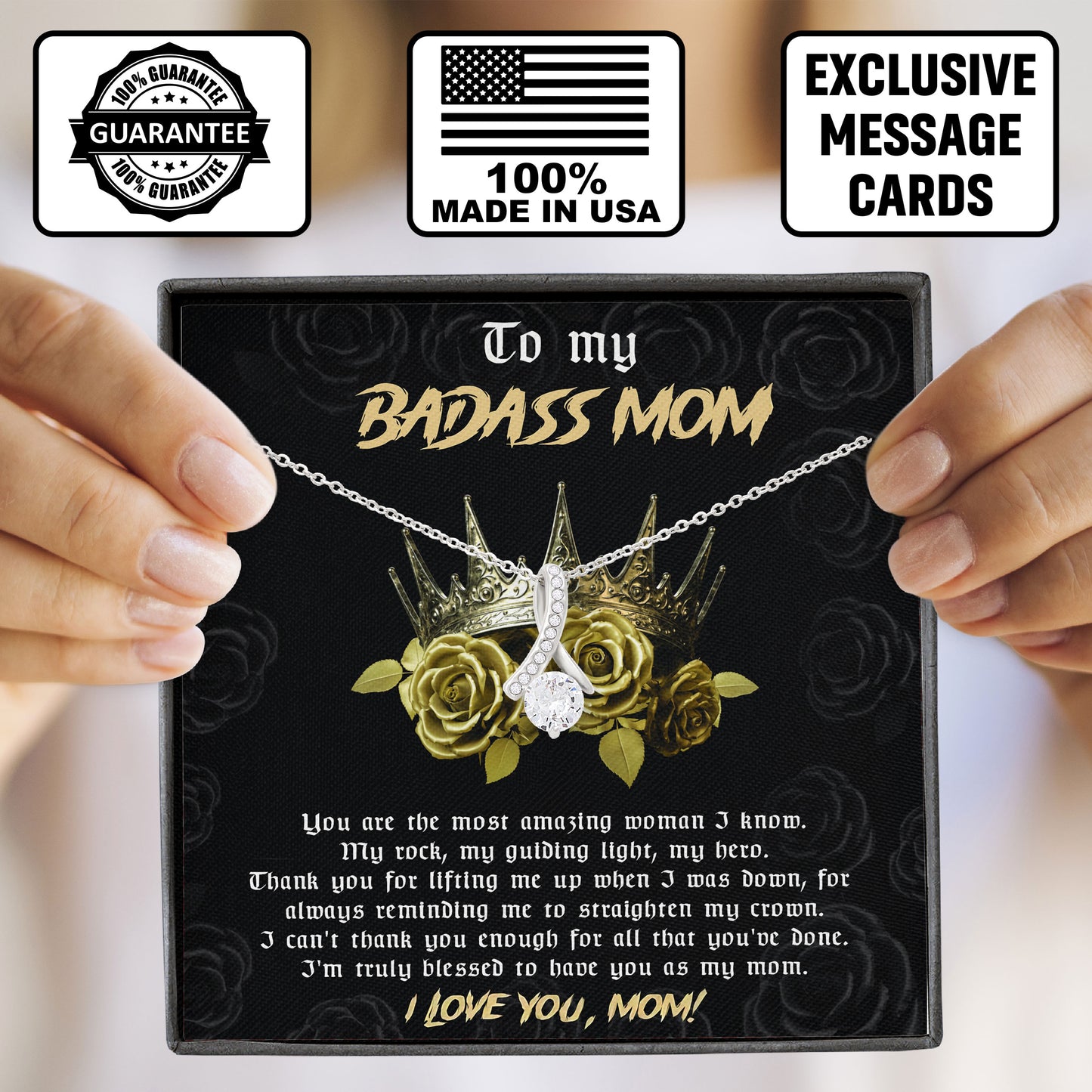 To My Badass Mom, Mother's Day Necklace Gift