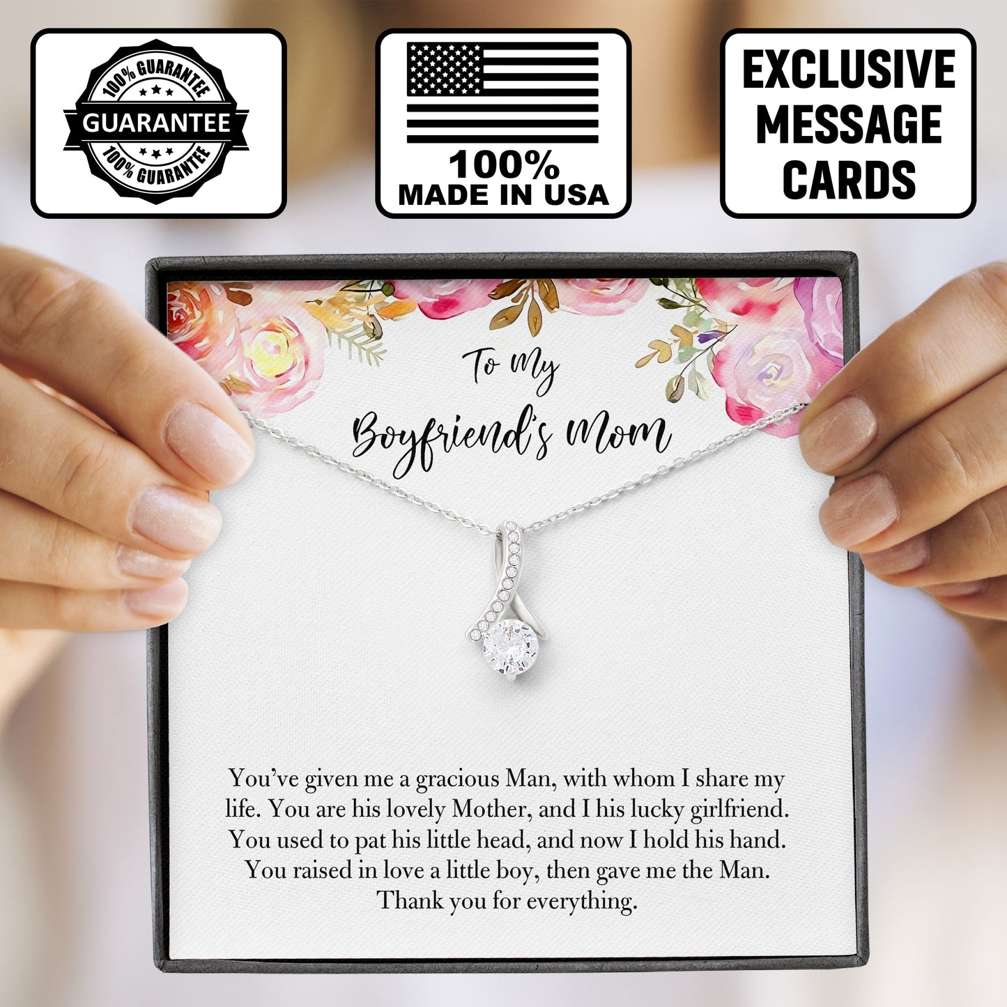 To My Boyfriend's Mom Necklace, Valentines Birthday Mothers Day Wedding Gifts