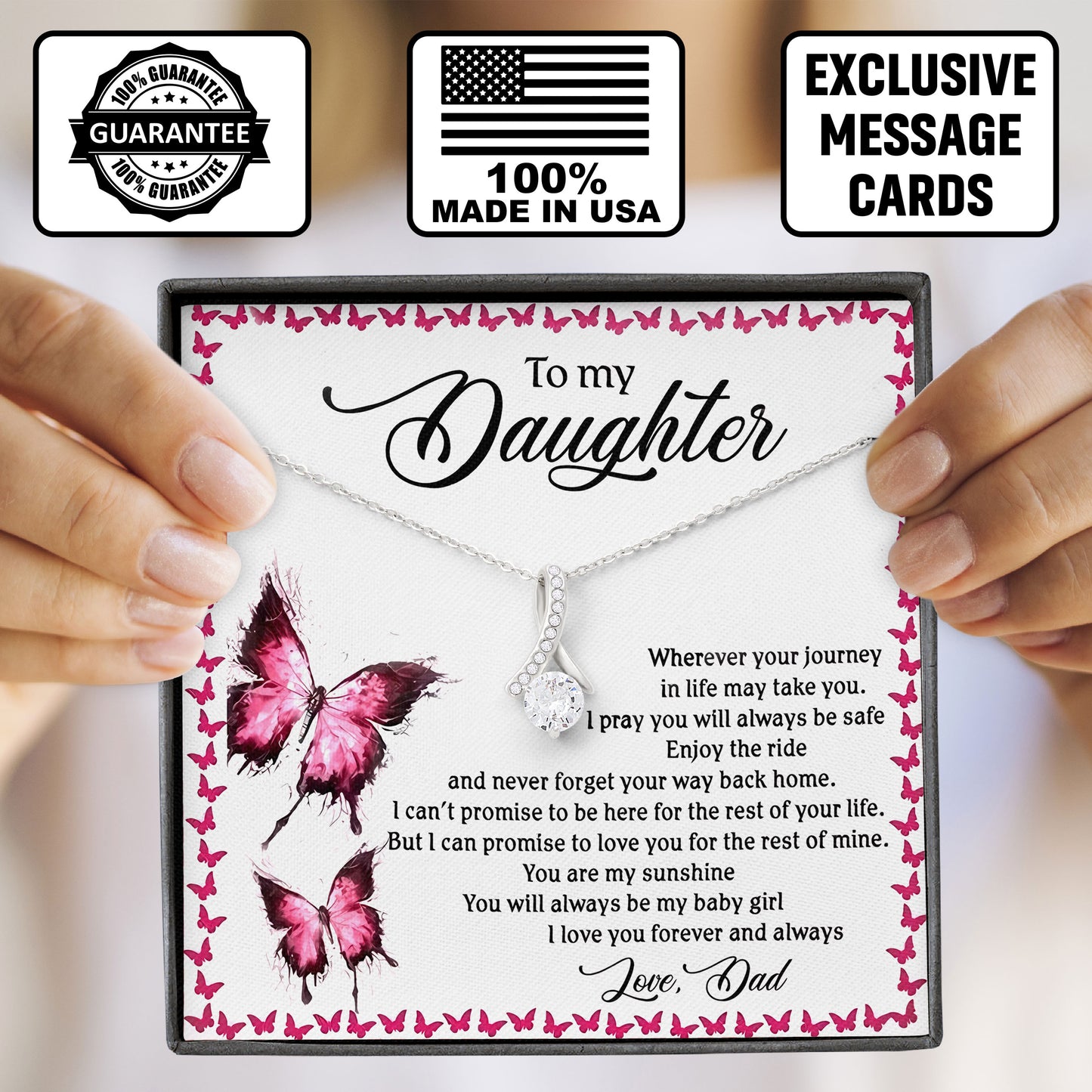 To My Daughter Necklace Gift Box From Dad