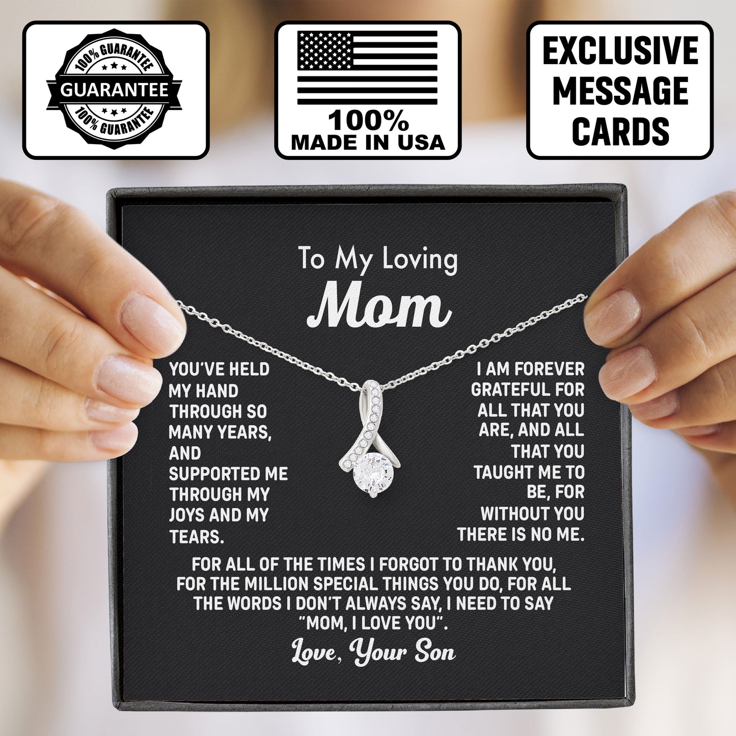 To My Loving Mom Necklace, Mothers Day, Valentine Gift From Son To Mom