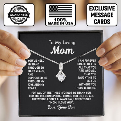 To My Loving Mom Necklace, Mothers Day, Valentine Gift From Son To Mom