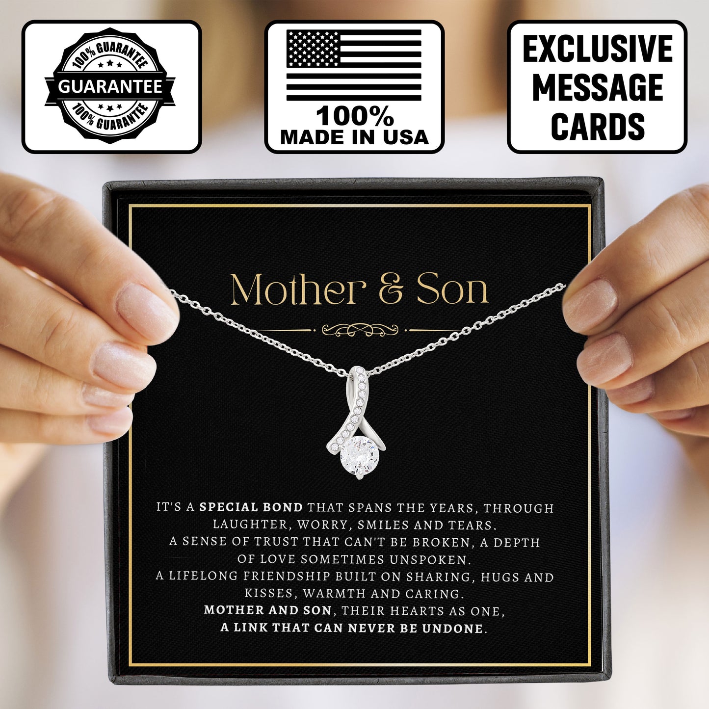 To My Mom Necklace, Mother Gift, Valentine's Day Birthday Gifts Ideas From Son