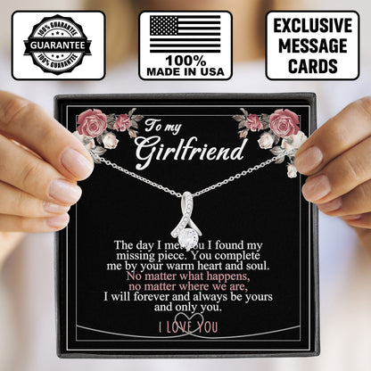 To My Girlfriend Heart Necklace – Romantic Gift Box with Sentimental Message Card from Boyfriend