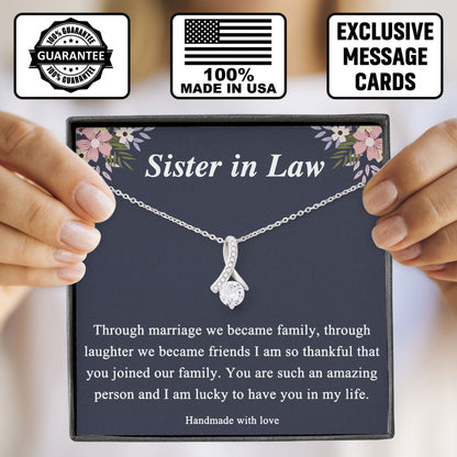 To My Sister In Law Necklace With Message, Birthday, Mother's Day, Valentine, Wedding Day Gifts