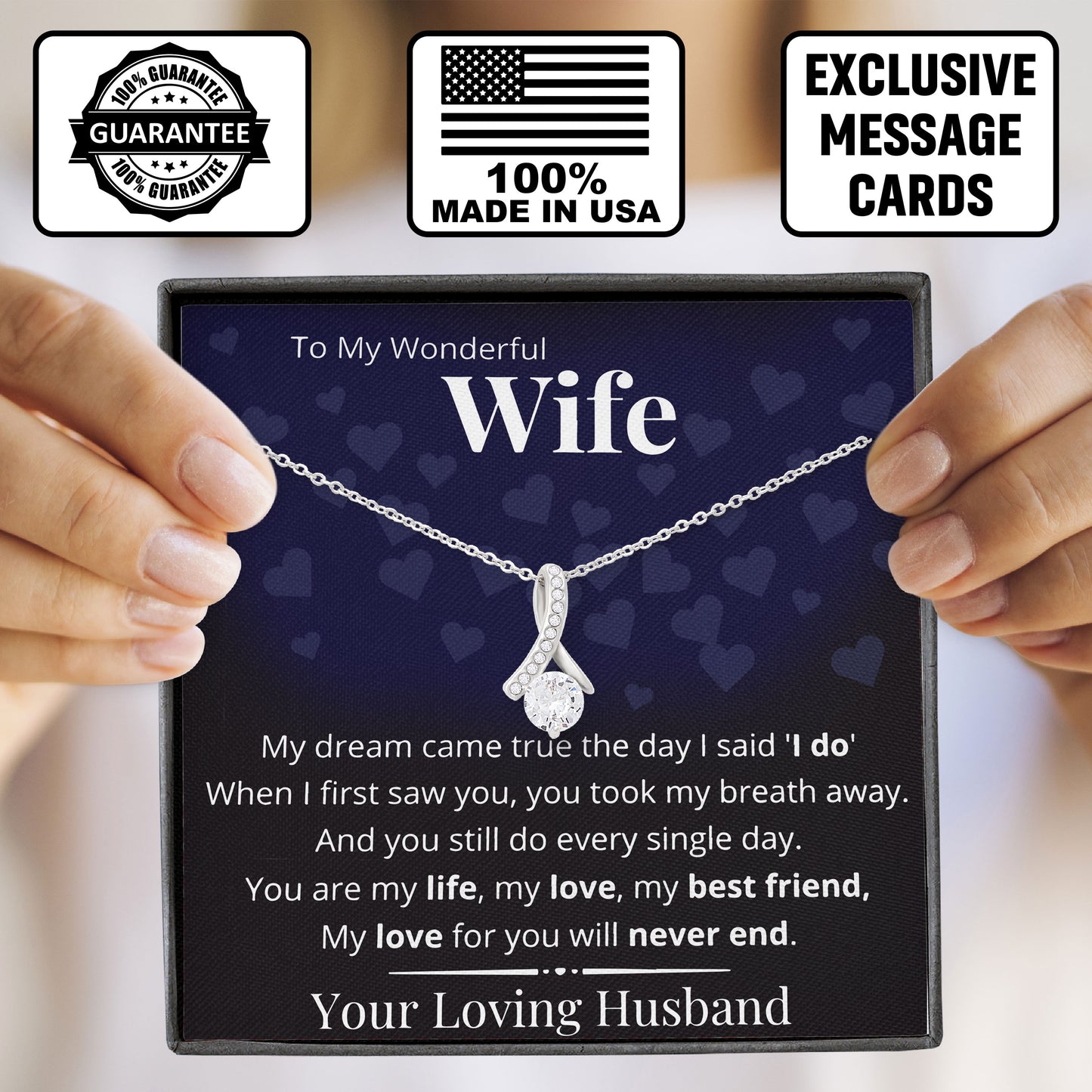 To My Wonderful Wife Necklace Gifts for Women Birthday, Valentine's Day, Mother's Day