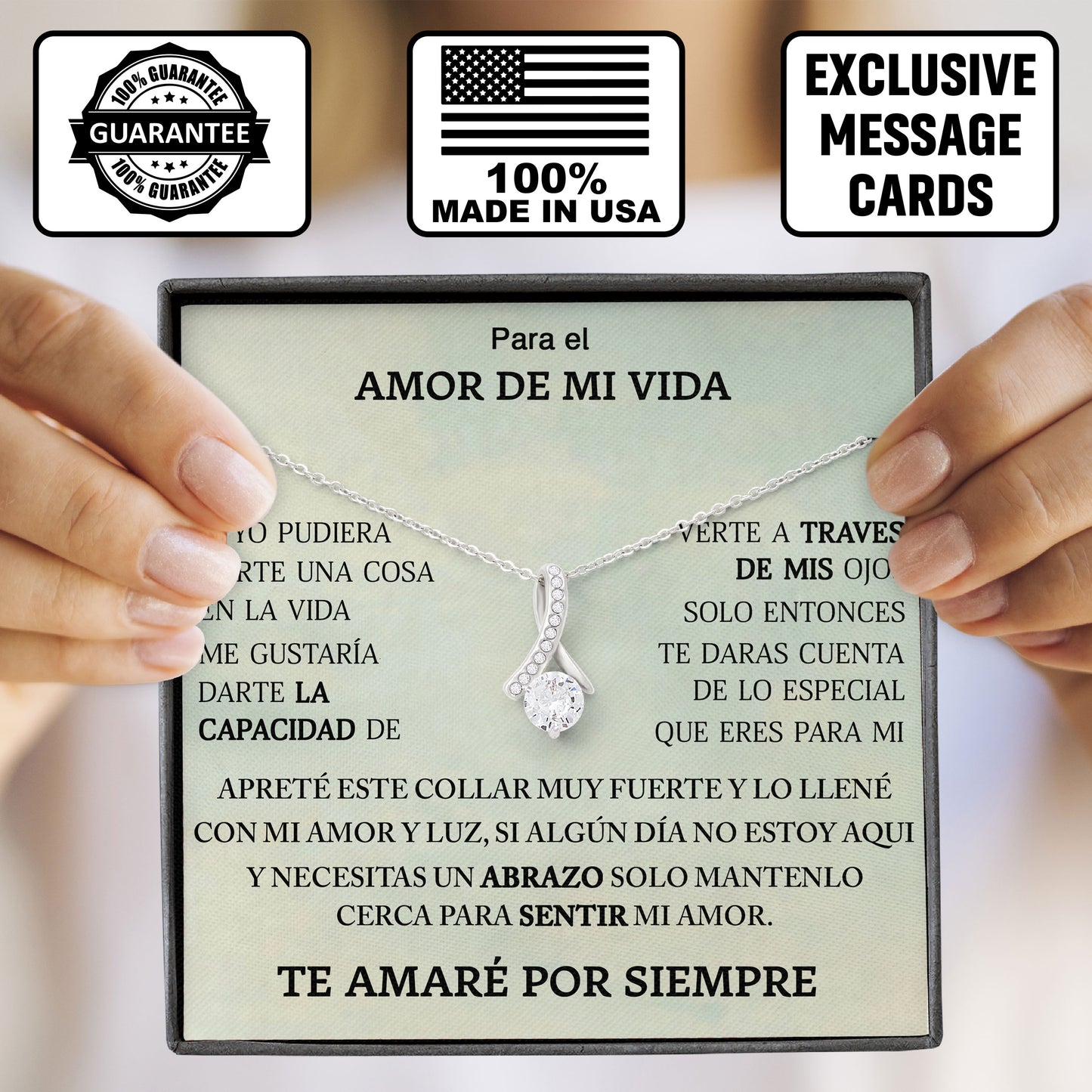 Para El Amor De Mi Vida Necklace Gift Box with Sentimental Message Card