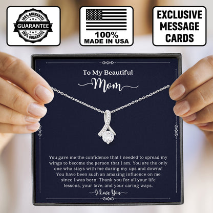 To My Beautiful Mom Necklace, Valentine's Day, Mother Gift, Birthday Gifts Ideas From Son Daughter
