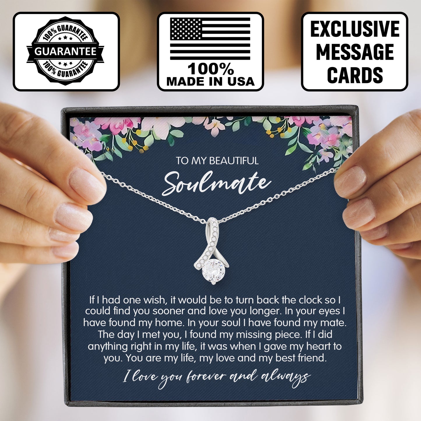 To My Soulmate Necklace Romantic Jewelry Gift for Girlfriend from Boyfriend