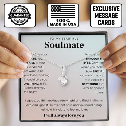 To My Beautiful Soulmate Love Knot Necklace Romantic Jewelry Gift with Message Card