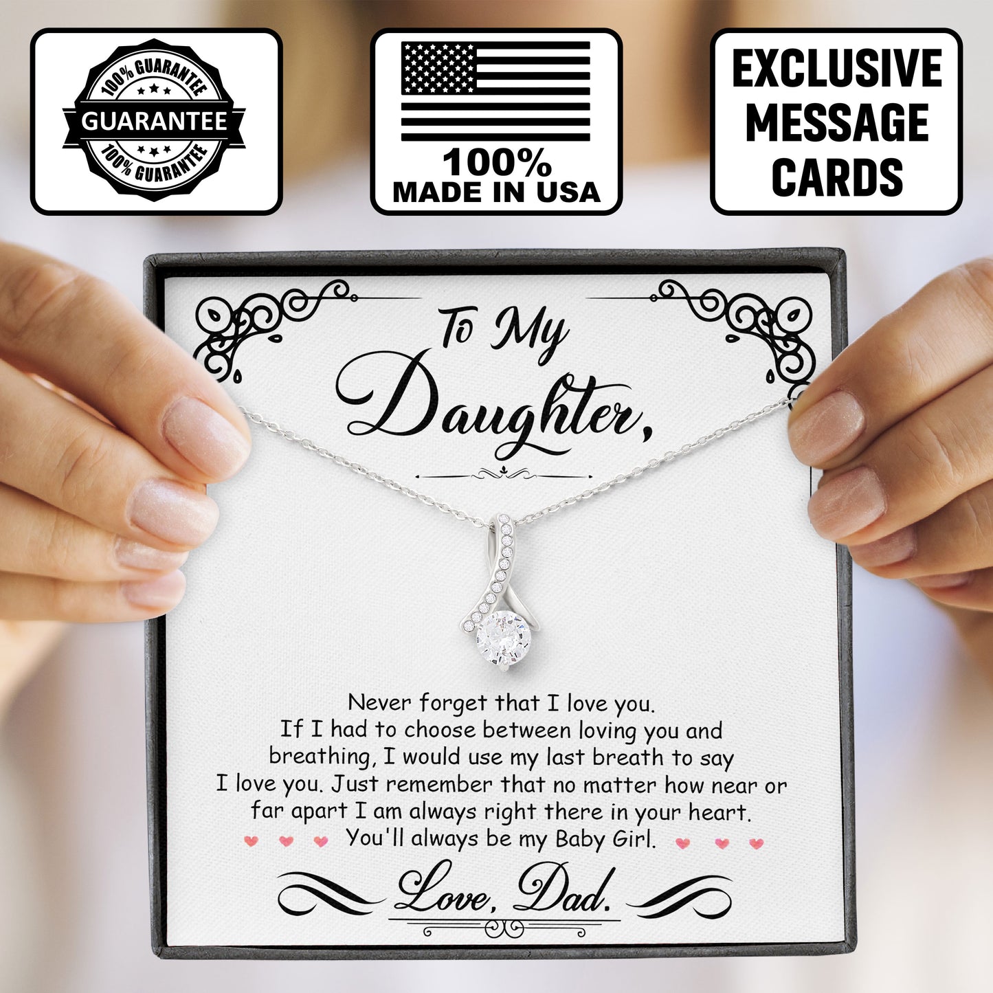To My Daughter Wedding Necklace Gift From Dad