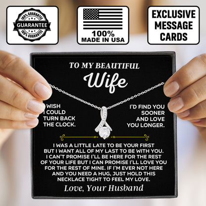 To My Beautiful Wife Necklace Gift Box with Sentimental Message Card