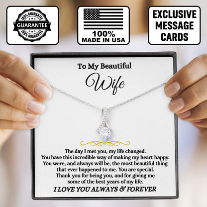 To My Beautiful Wife Necklace Sentimental Birthday Valentine's Day Gift for Her