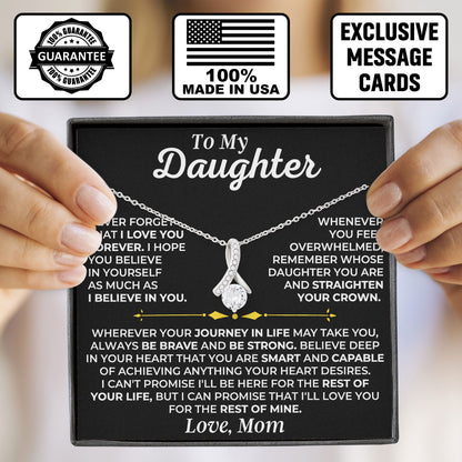 To My Daughter Necklace Birthday Valentine Jewelry Gifts For Daughter with Message Card Box