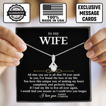 To My Wife Necklace Gift Box with Sentimental Message Card