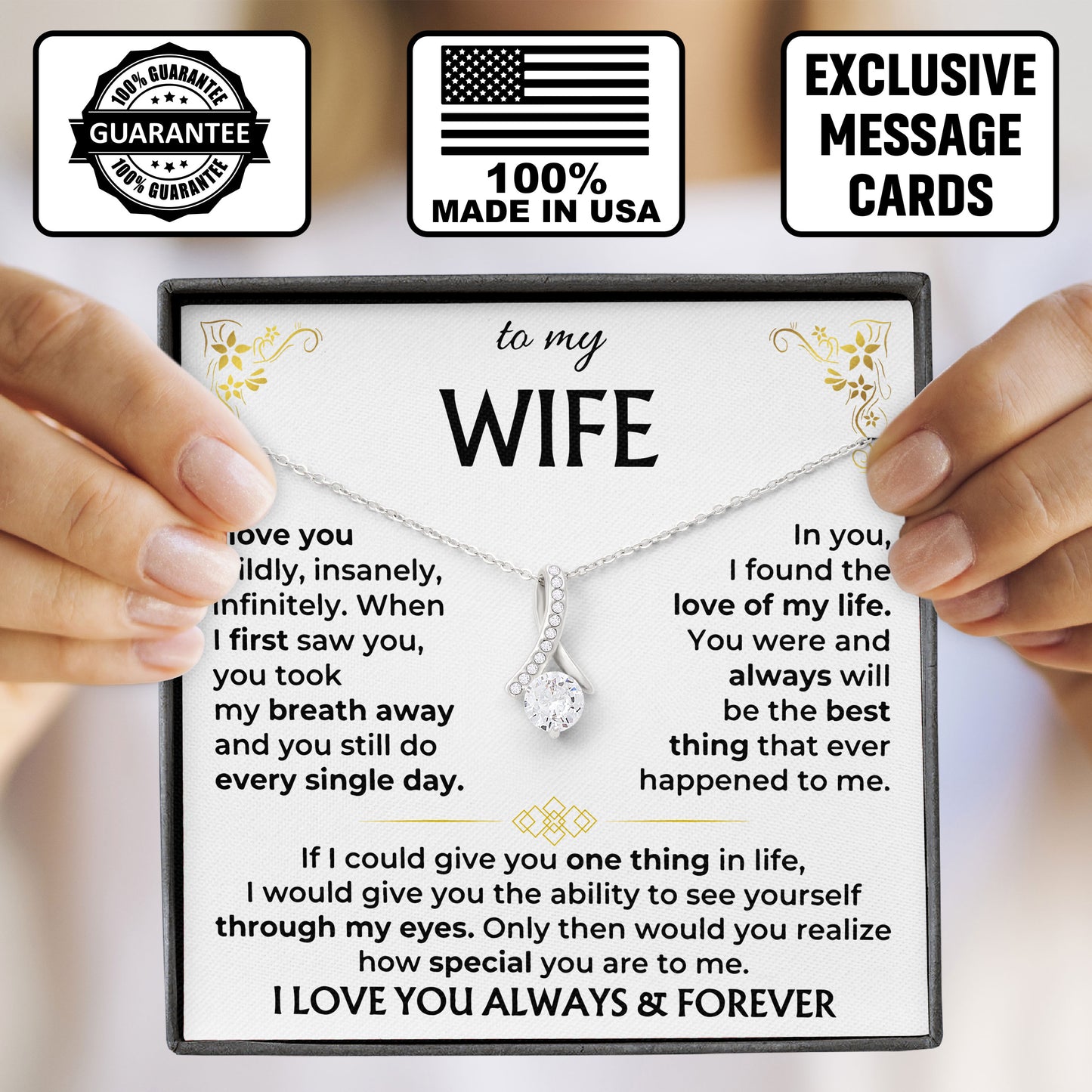 To My Wife Love Knot Necklace, Romantic Jewelry Gift for Wife, Anniversary Present, Birthday